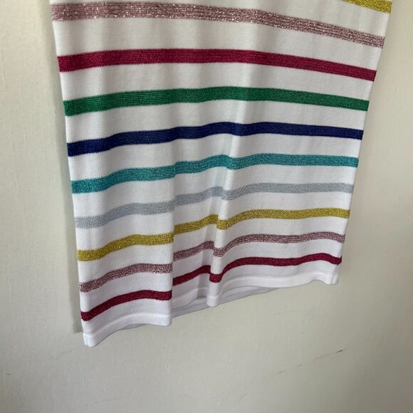 Talbots Sleeveless Top Womens Small Petite Metallic Striped Knit Round Neck - Picture 3 of 6